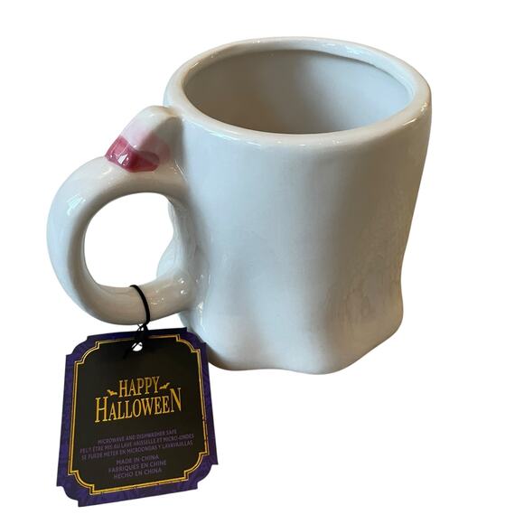 Halloween Ghost Mug With Pink Pumpkin 17oz Cute Ceramic BOO Coffee Cup NEW - Picture 12 of 12